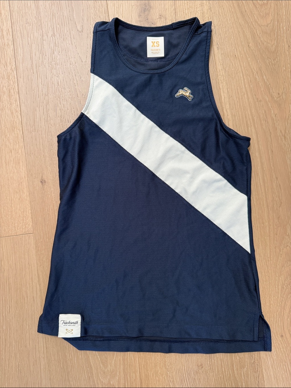 Tracksmith Navy and White Diagonal-Stripe Running Tank